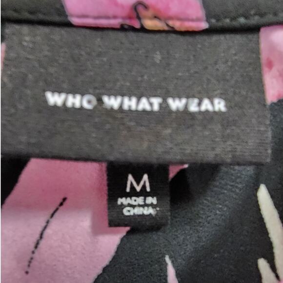 Who What Wear Dress Womens M Pink Black Floral Cold Shoulder High Low Hem Midi - Picture 6 of 12